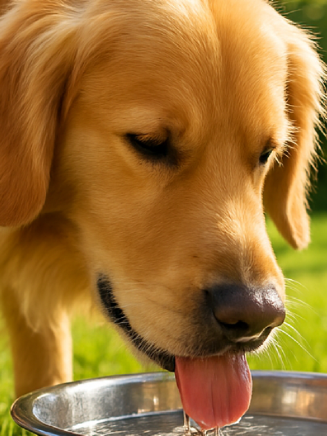 dog drinking water