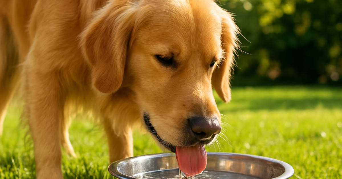 dog drinking water